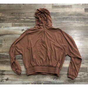Rae Mode Womens Small Brown Hoodie 1/4 Zip Kangaroo Pocket